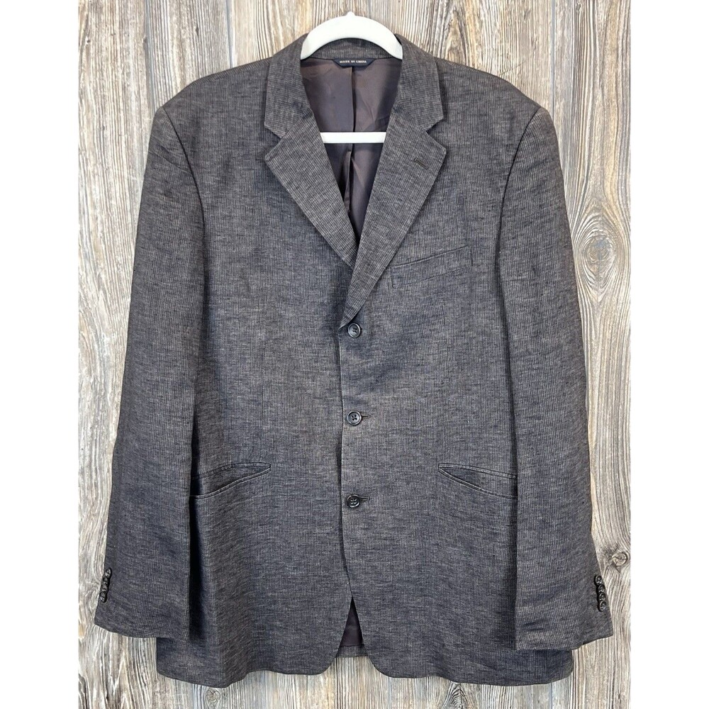 Banana Republic‎ Blazer Mens 44R Brown Linen Jacket Classic Office Quiet Luxury